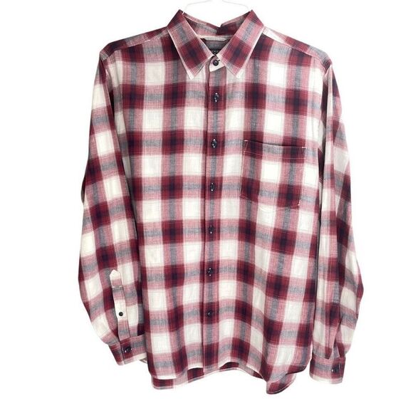 Dockers Other - Dockers Mens Plaid Long Sleeve Cotton Button Up Shirt Red White Large